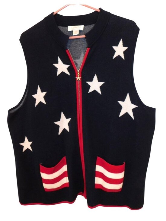 C.J. Banks Tops - CJ Banks Christopher & Banks 1X Patriotic USA Flag Stars Stripes Vest 4th July